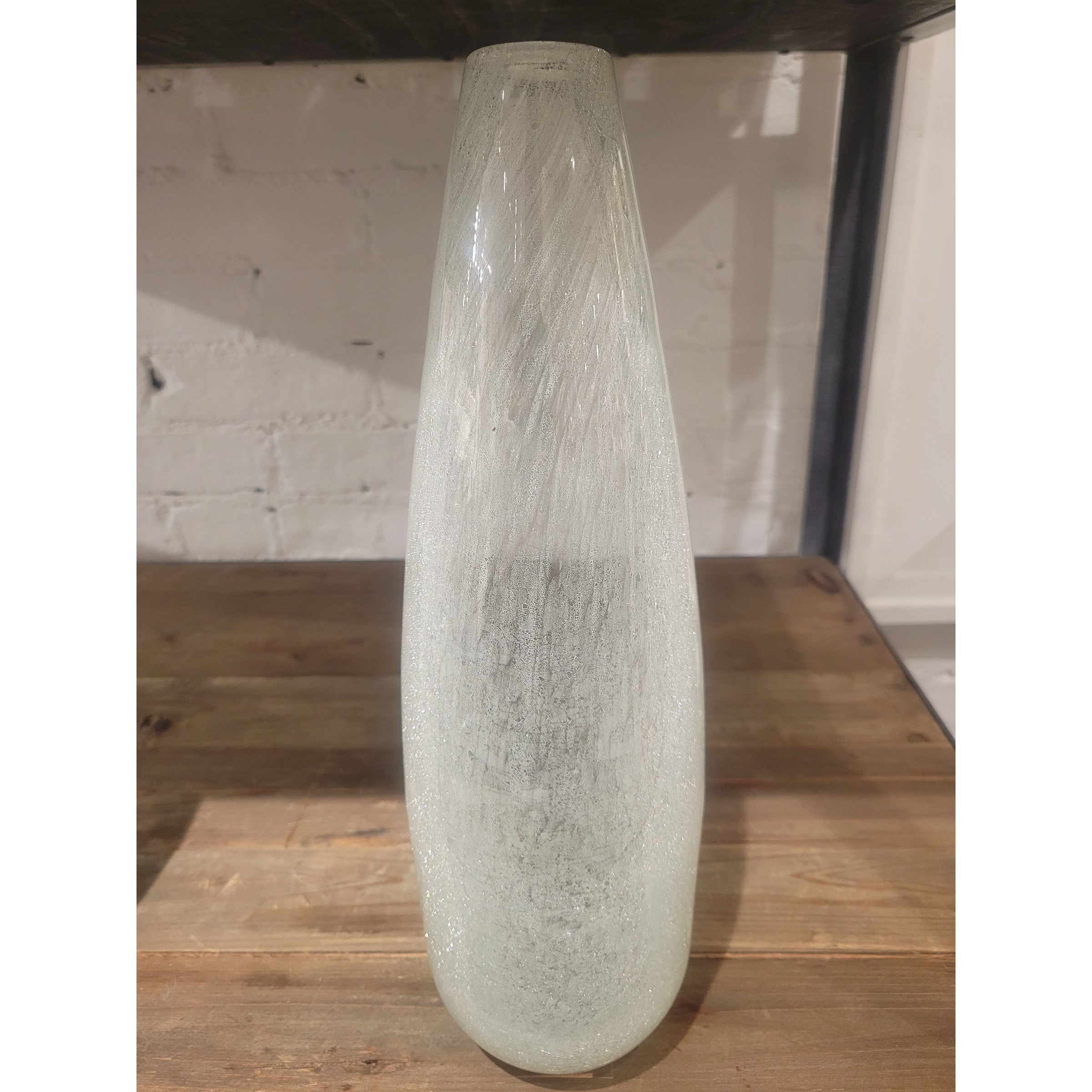White Crackle Glass Vase