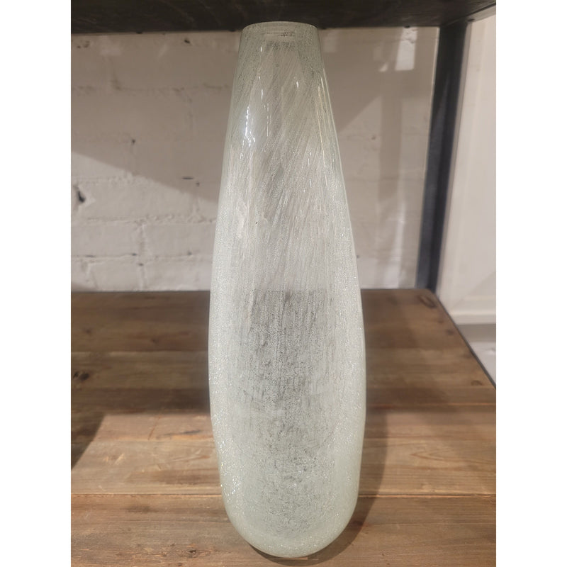 White Crackle Glass Vase