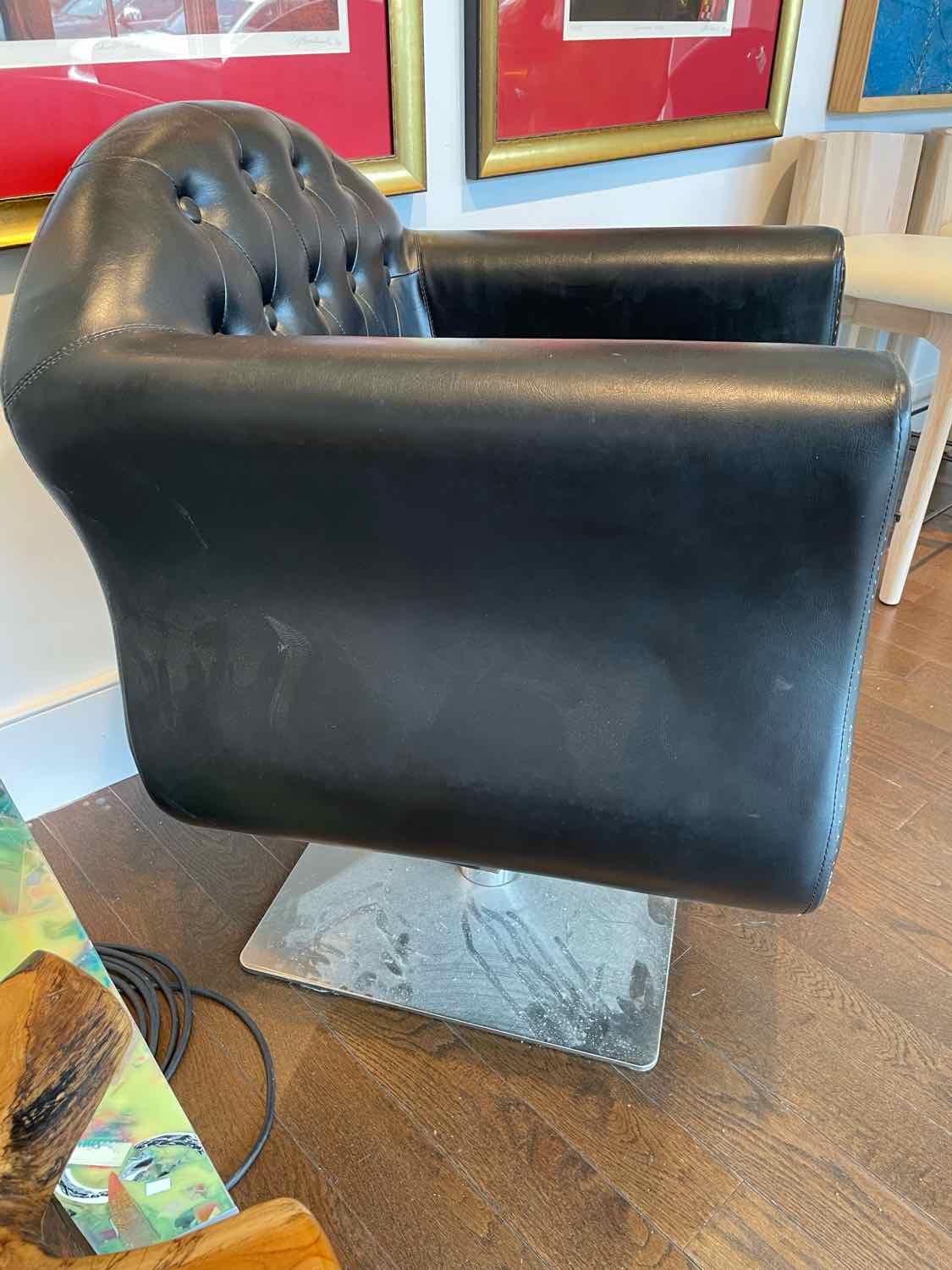 Chesterfield Leather & Nailheads Adjustable Salon Styling Chair on Metal Base