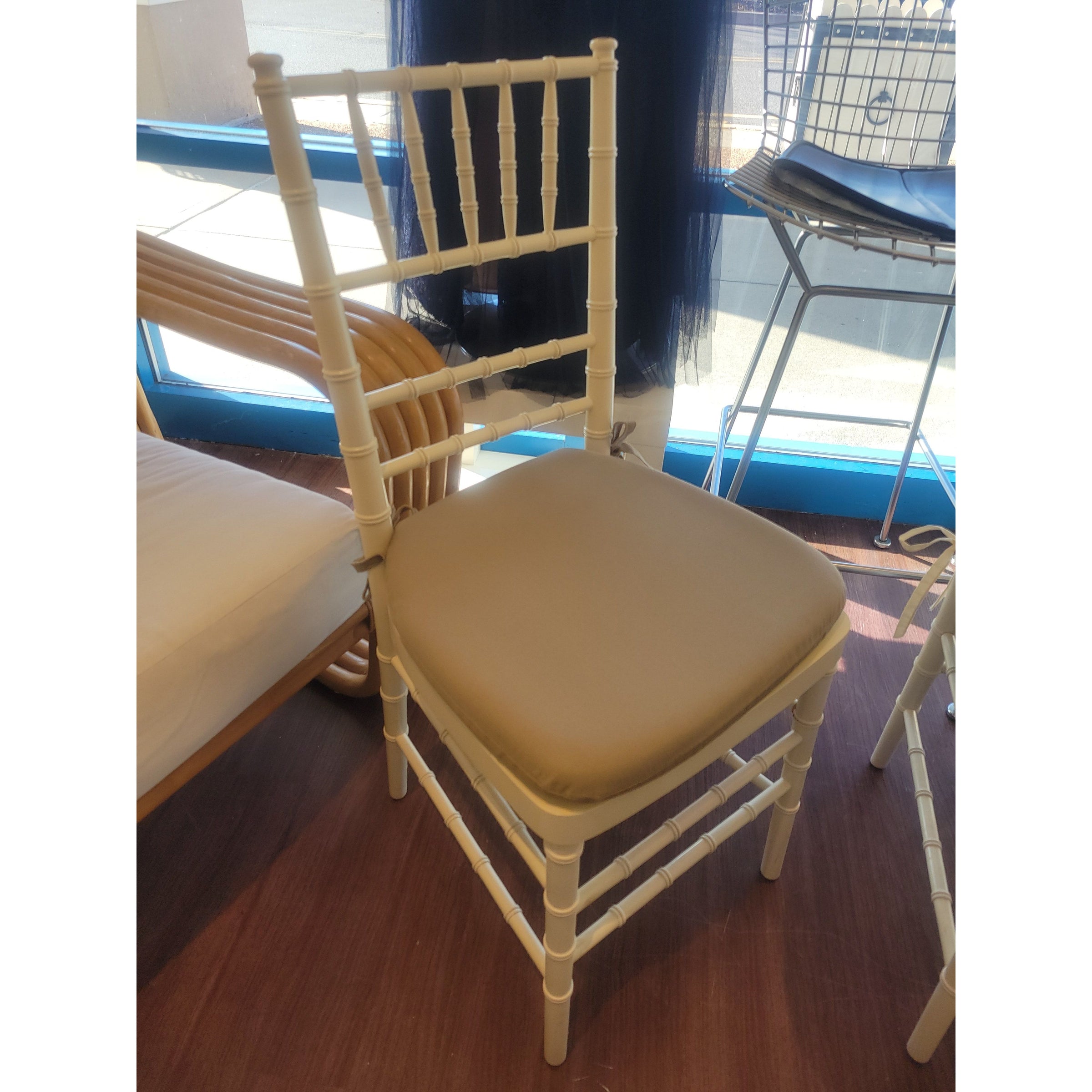 Bulgarian Faux Bamboo Dining Chair w/ Tan Cushion - AS IS