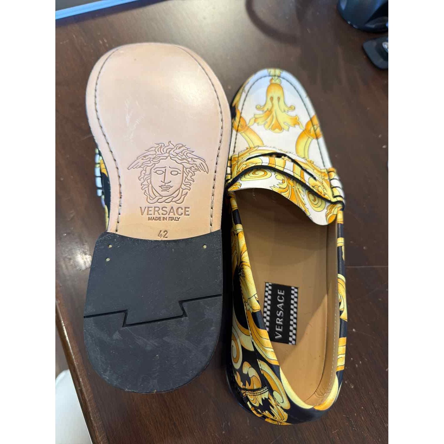 Shoe Size 42 Versace Multi-Brown Loafers