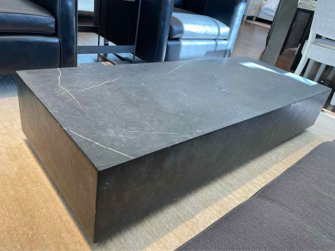 5' Rectangular Black Marquina Marble Plinth Coffee Table by RH