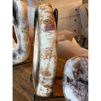 Petrified Wood Ring Sculpture on Iron Stand