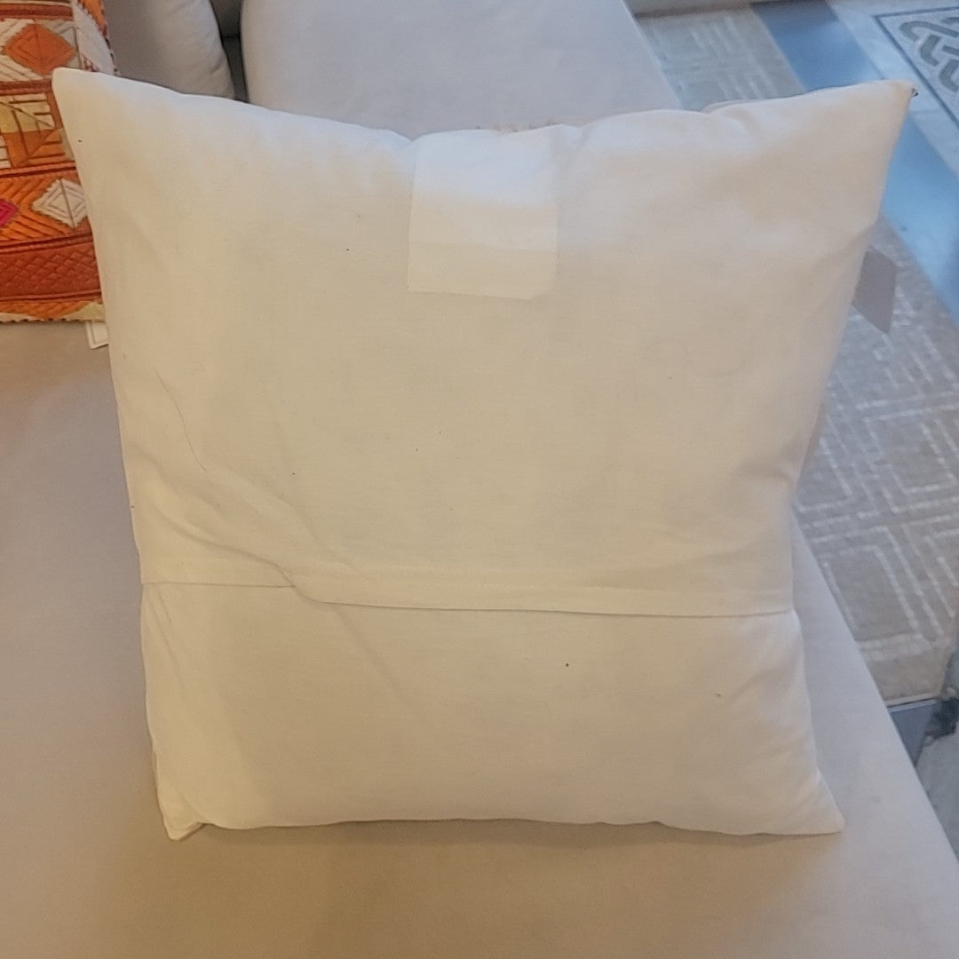 Beige Silk Tulle Square Pillow by Calvin Klein