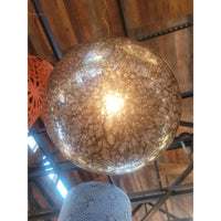 Gold Mottled Clear Glass Sphere Pendant by John Salibello - colletteconsignment.com