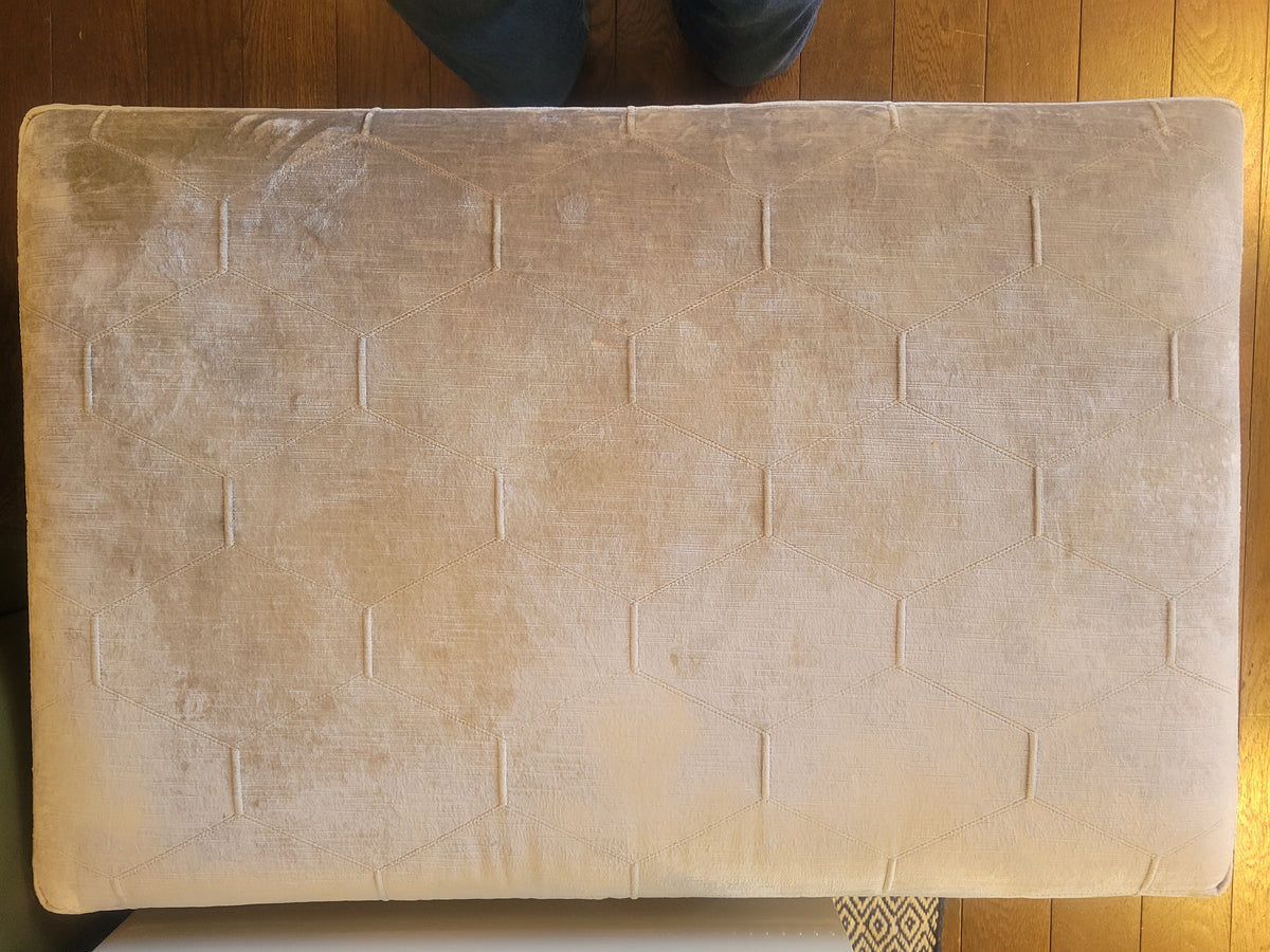 Gray Velvet Jersey Bench w/ Nailhead Trim on Bronzed Metal Base by Vanguard