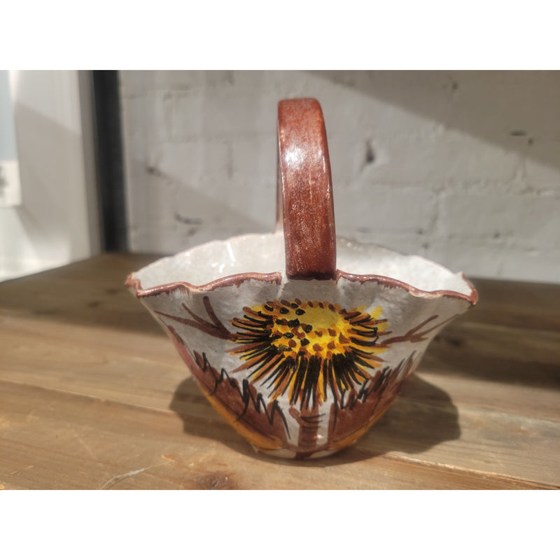 SET of Florentine Originals Painted Leaf Ceramic Vase & Basket