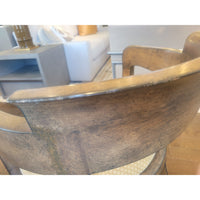 PAIR of Barrel Back Wood Chairs w/ Gold Seats