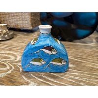 Vintage Persian Clay Pottery Vase w/Fish, 5.25"L x 2.5"W x 5"H