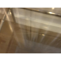 1970s Chrome Bamboo Style Console Table w/ Clear Glass Shelf & Smoky Top (As Is)