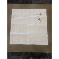 Flower Embroidered Linen Set: King-Sized Sheet & 2 Square Shams (AS IS) - colletteconsignment.com