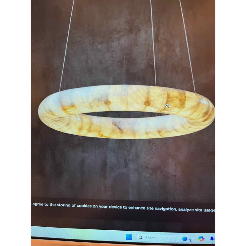 Timothy Oulton Frozen Curve Pendant-Pearly Quartz & Flat w/Brass detail