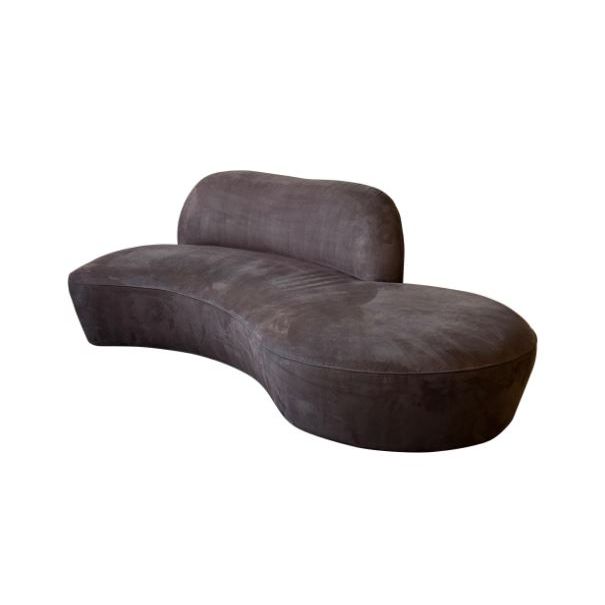 7-ft Serpentine Sofa in Gray Suede in Style of Vladimir Kagan