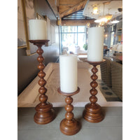 SET of 3 Brown Pillar Candle Holders
