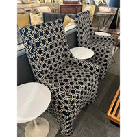 Pair of High Back Armless Black & White Accent Chairs