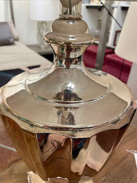 Rose Gold Tone Trophy Table Lamp w/ White Shade