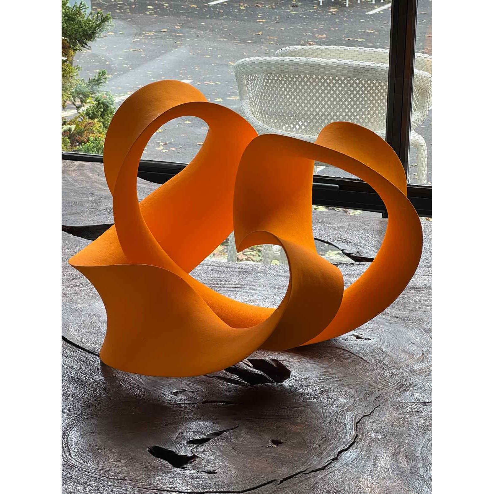 Orange Ceramic Sculpture Attributed to Merete Rasmussen