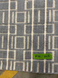 5' x 8' Beige Squares on Navy Rug #56