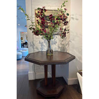 Octagonal Leather Table w/ Large Nailheads - colletteconsignment.com