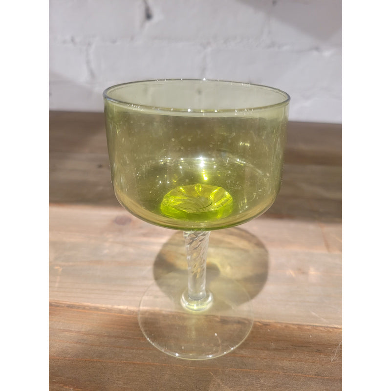 SET of Vintage Green Glass Drink Pitcher & 6 Glasses by Sasaki