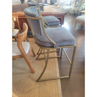 PAIR of Gray Velvet Bar Stools on Brass Bases by Ballard Designs