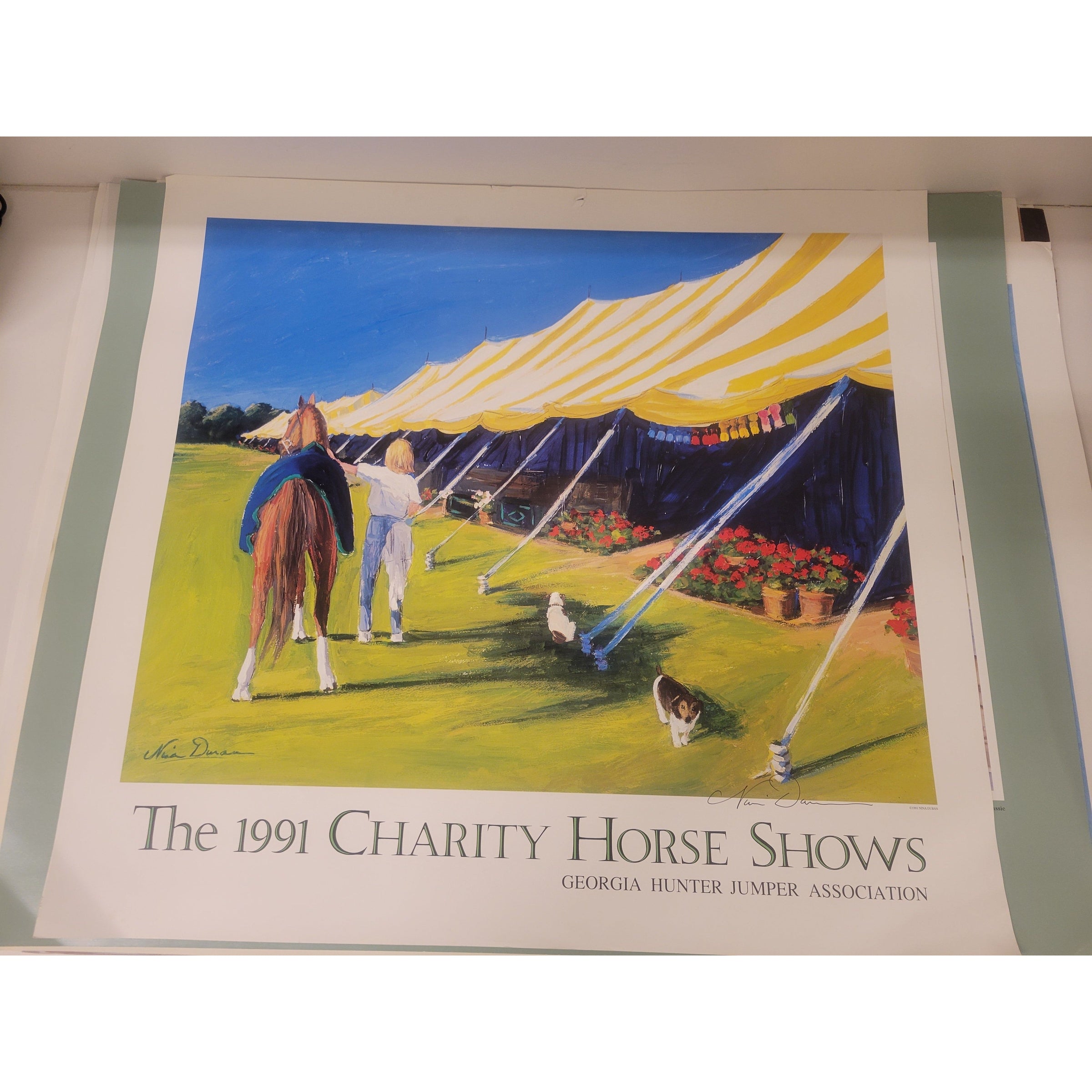 Signed 1991 Charity Horse Shows Poster by Nina Duran