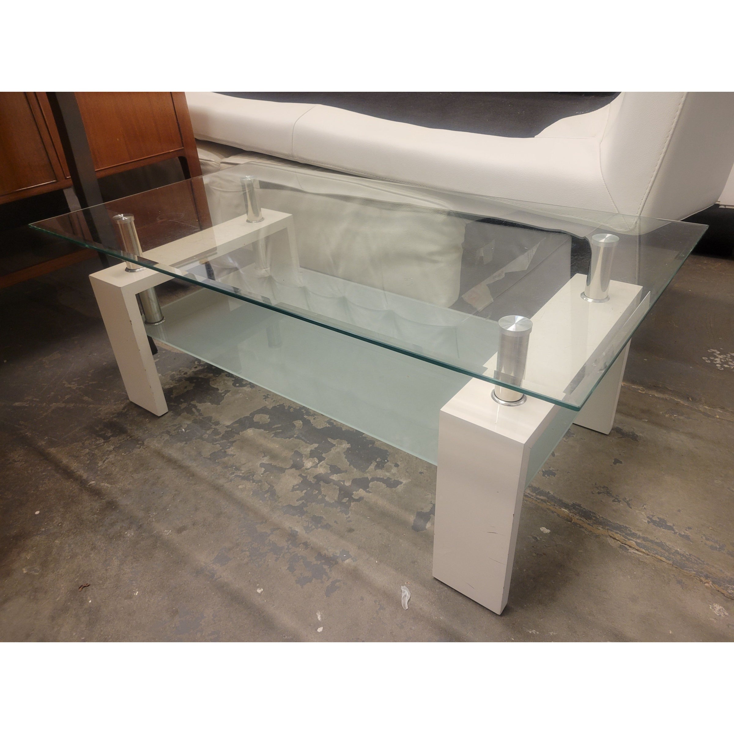 Modern Glass Coffee Table w/ Shelf