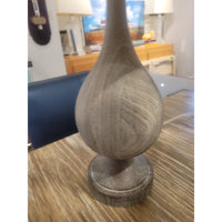 Gray Wood Table Lamp w/ White Shade