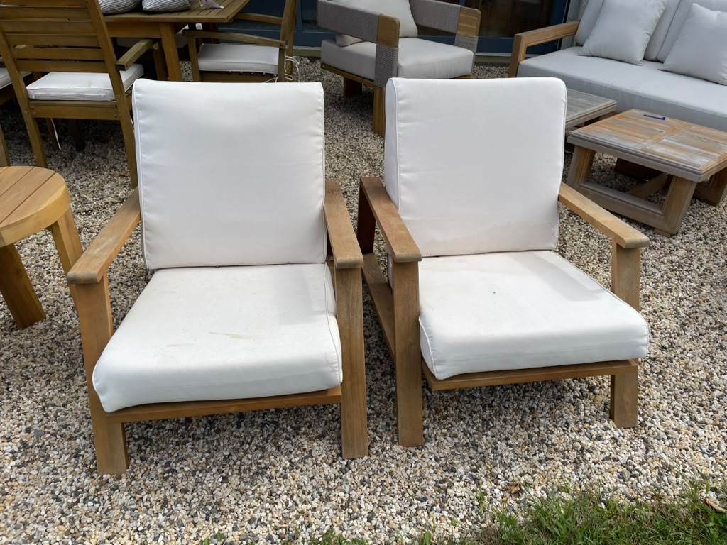 Pair of Outdoor Teak Lounge Chairs