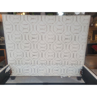 Queen-Sized White & Gray Upholstered Bed Frame by MG&BW