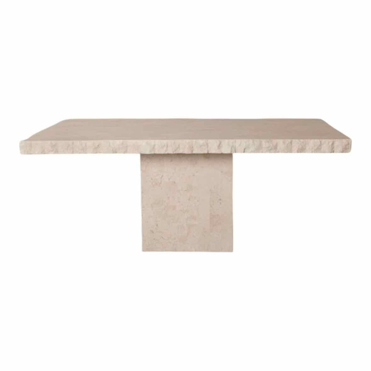 Wyld Blue Textured Edge Marble Rectangle Table w Square Base