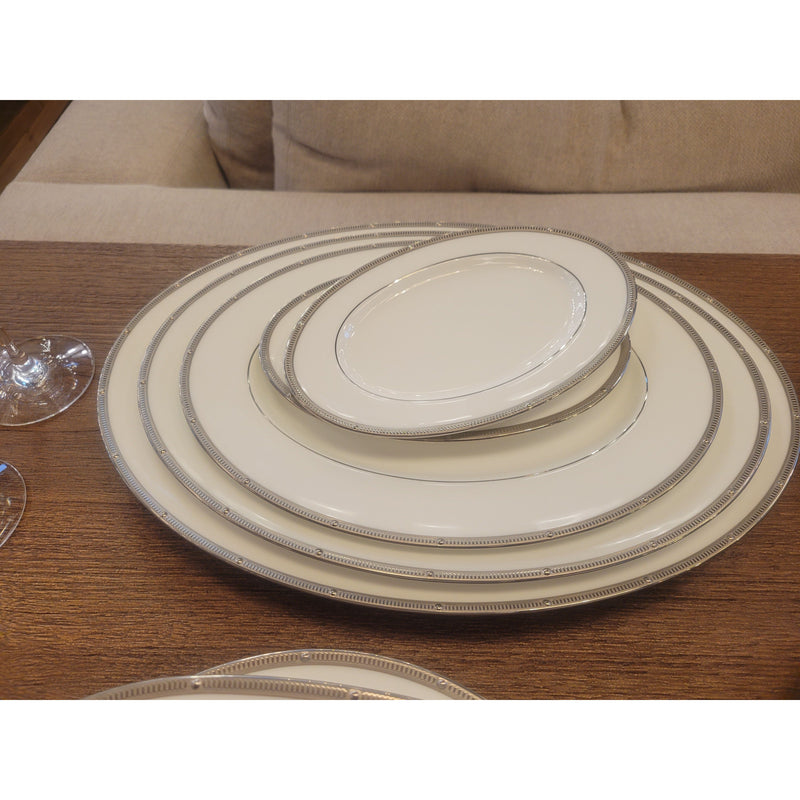 Set of 4 Asst. Sizes Oval Platters, Noritake 'Rochelle' Platinum