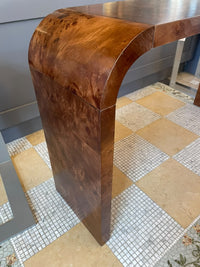 Walnut  Burlwood Waterfall Console Table (AS IS)