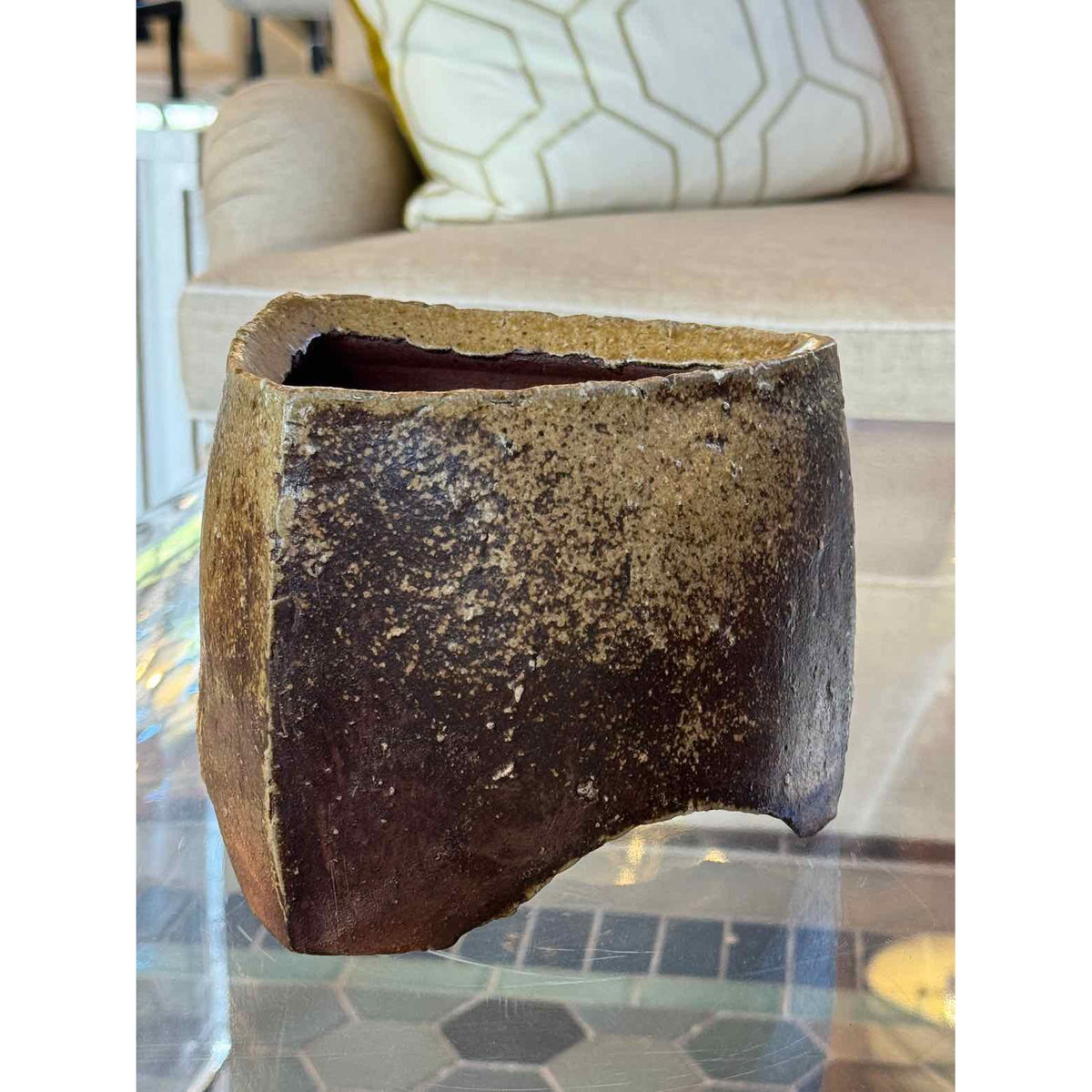 Ikebana Green Triangle Sculptural Vase