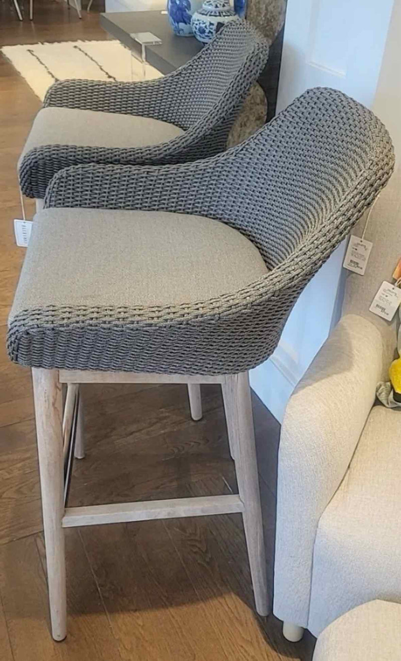 PAIR of Indoor / Outdoor Bar Stools w/ Sunbrella Cushions by Layla Grayce