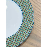 Hermes Tie Set Porcelain Dinner Plate w/ Orange Trim