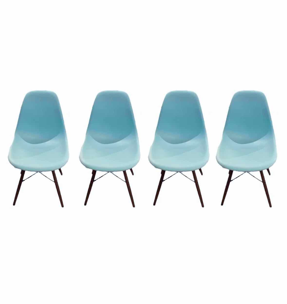 Set of 4 Herman Miller Pale Blue Eames Chairs