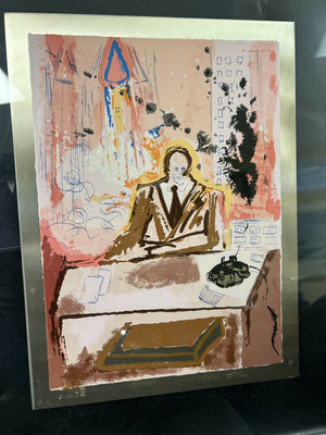 Red L.E. Serigraph Signed by Salvador Dali on Silver Plate in Gold Frame