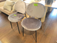 SET of 4 Ines Gray Velvet Side Chairs w/ Black Metal Legs by Calligaris (AS IS)