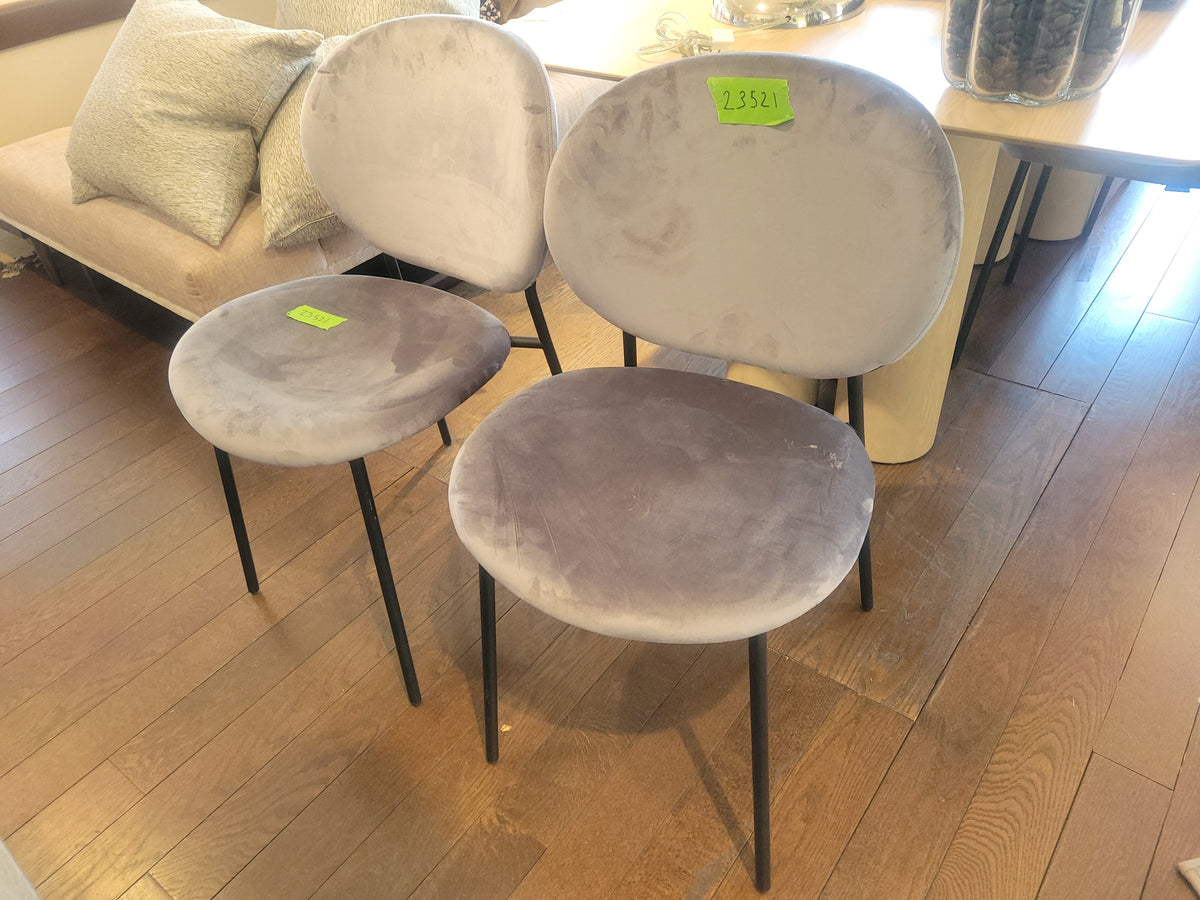 SET of 4 Ines Gray Velvet Side Chairs w/ Black Metal Legs by Calligaris (AS IS)