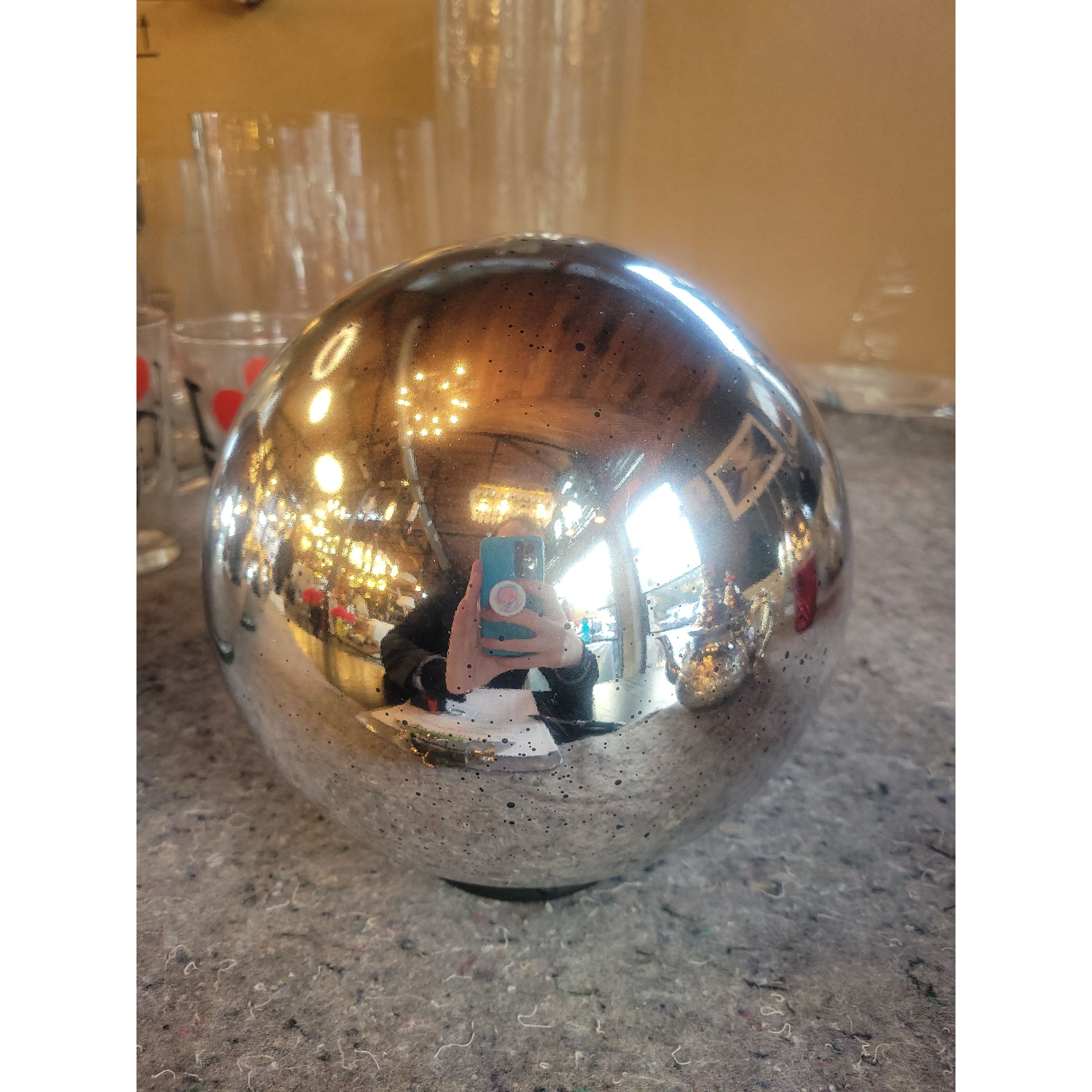 Large Mercury Glass Globe Light