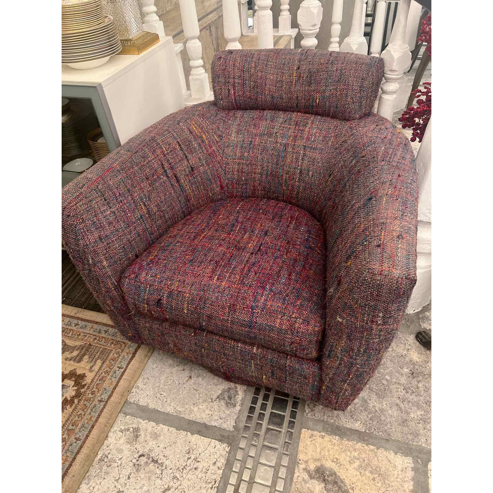 Multi Color Barrel Shaped Swivel Accent Chair