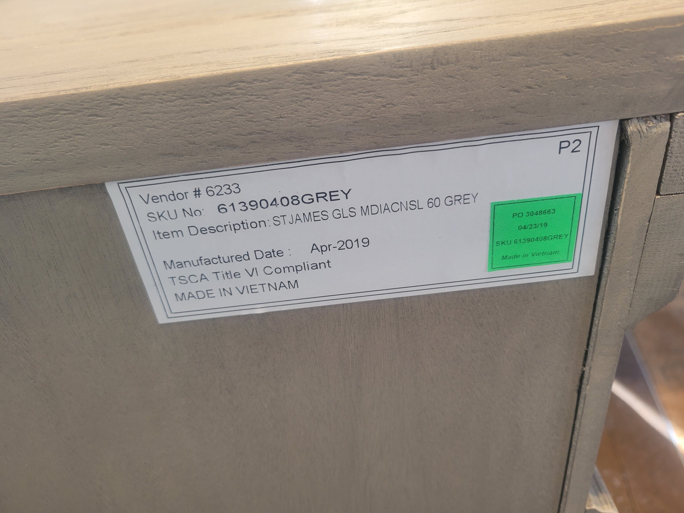 St. James Gray Oak 5-ft Media Console by RH (AS IS)