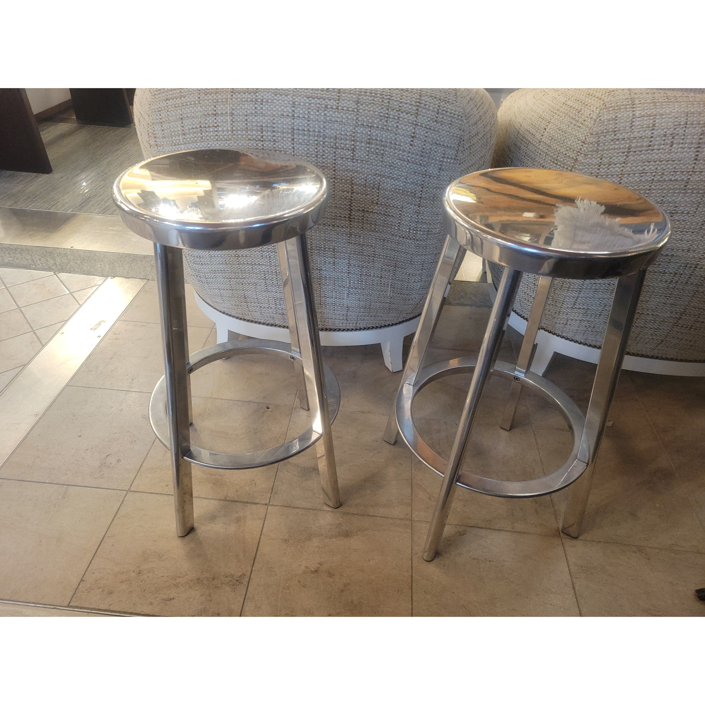 PAIR of 'Deja Vu' Polished Aluminum Stools by Magis Italy
