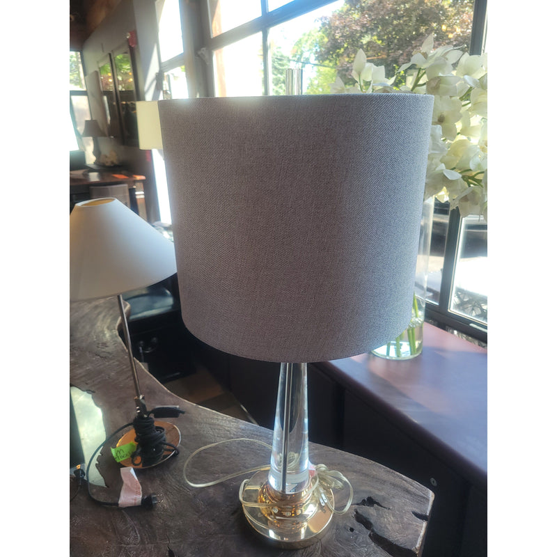 Lucite Cone Table Lamp w/ Gray Shade