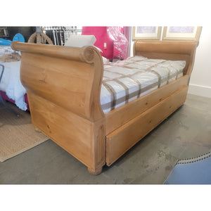 Twin-Sized French Empire Style Pine Bed w/ Twin Trundle