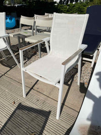 SET of 6 White Aluminum & Mesh Arm Chairs by Couture Jardin