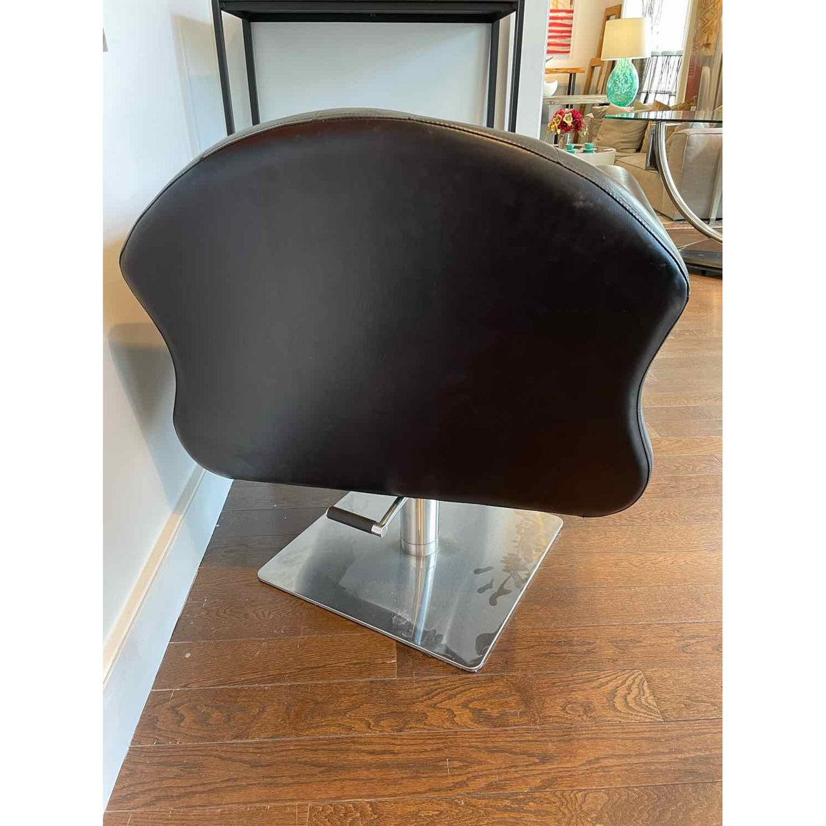 Chesterfield Leather & Nailheads Adjustable Salon Styling Chair on Metal Base