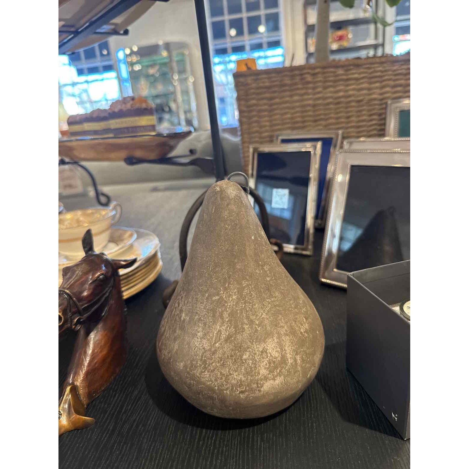 Small Cement Pear, 5.5"Dia x 7.5"H