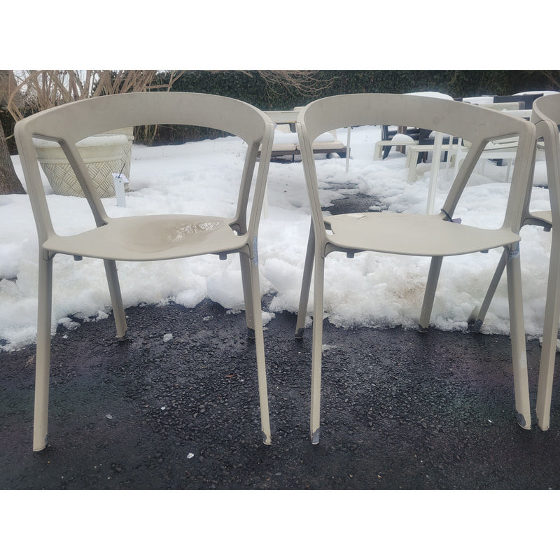 SET of 4 Beige Aluminum Dining Chairs by Kristalia - AS IS - colletteconsignment.com